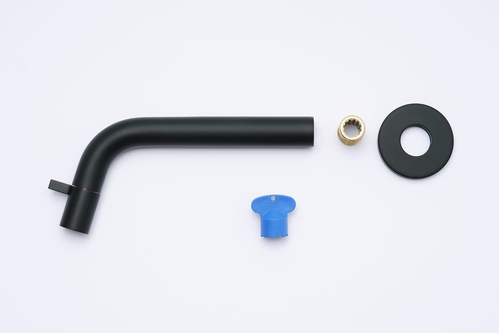 壁付けスパウトレバー水栓 洗面用 マットブラック L186 | KB-TP011-04