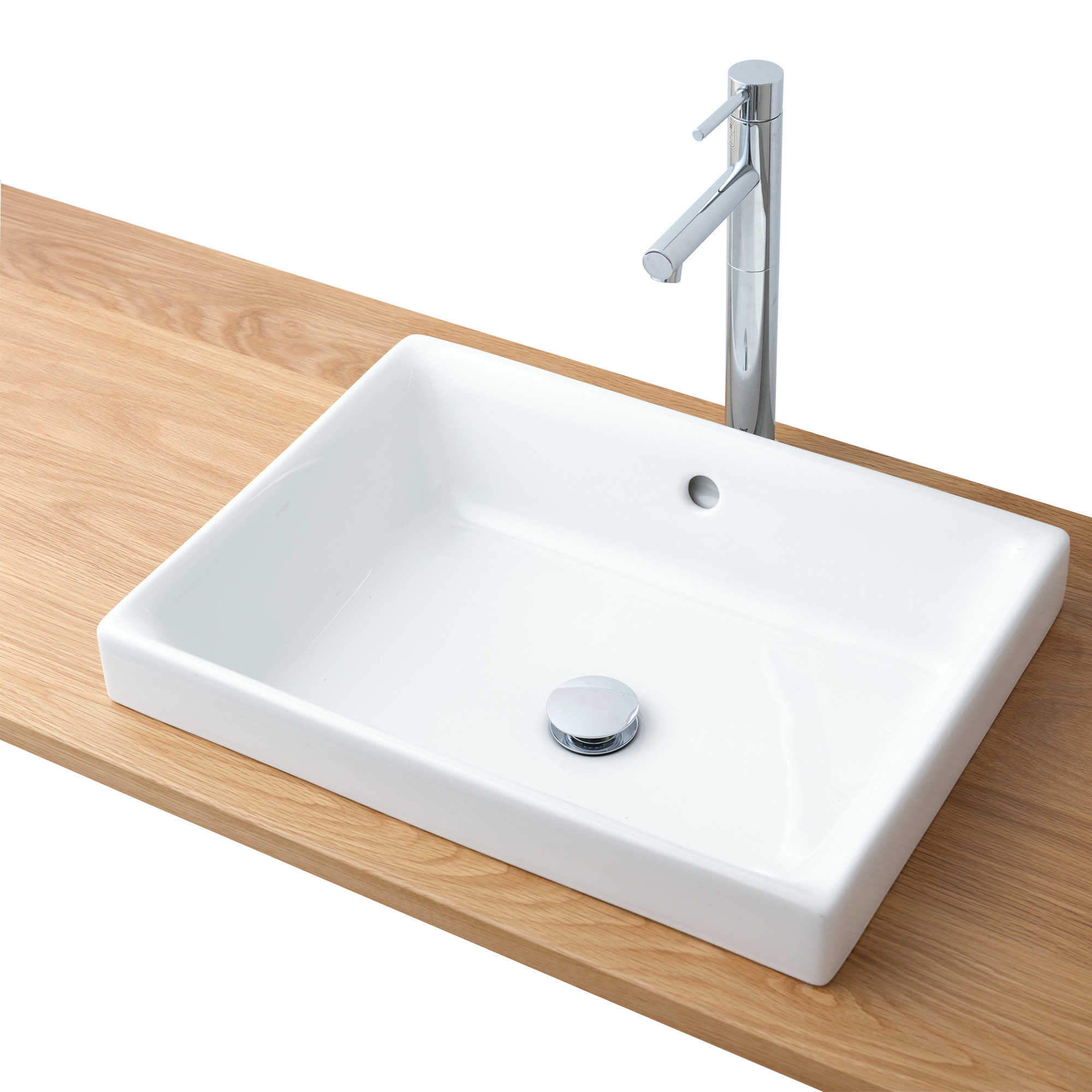 木の洗面カウンター スクエア洗面器 ローライズ 立水栓用 | KB-PR013