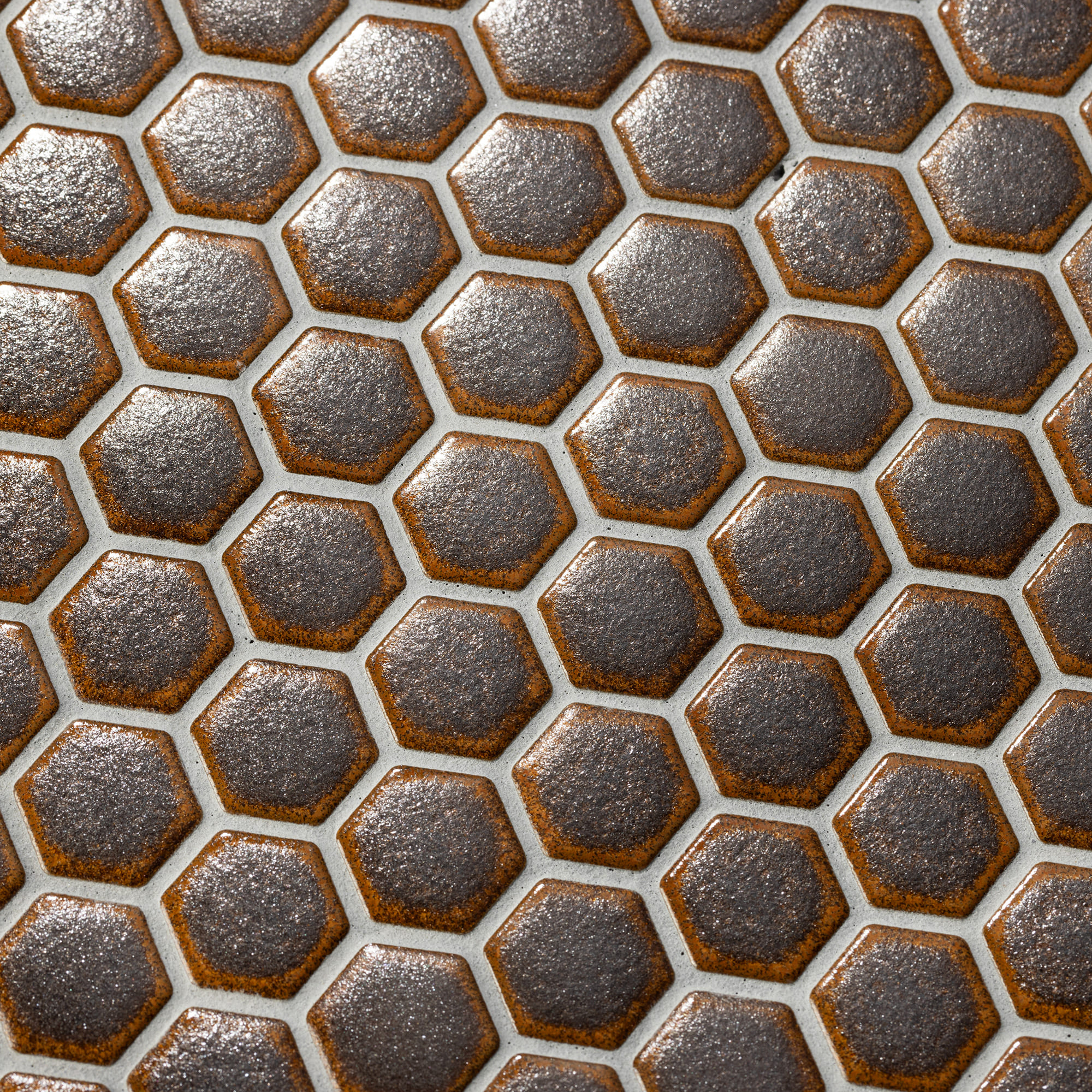 ハニカムタイル 鉄サビ（シート） | WL-TL016-05P-G141 | モザイク