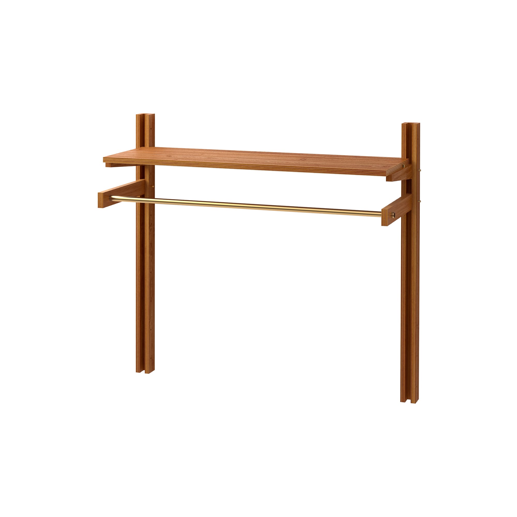 木製シェルビング 真鍮ハンガーパイプセット | PS-BK009-57-G289 | 棚