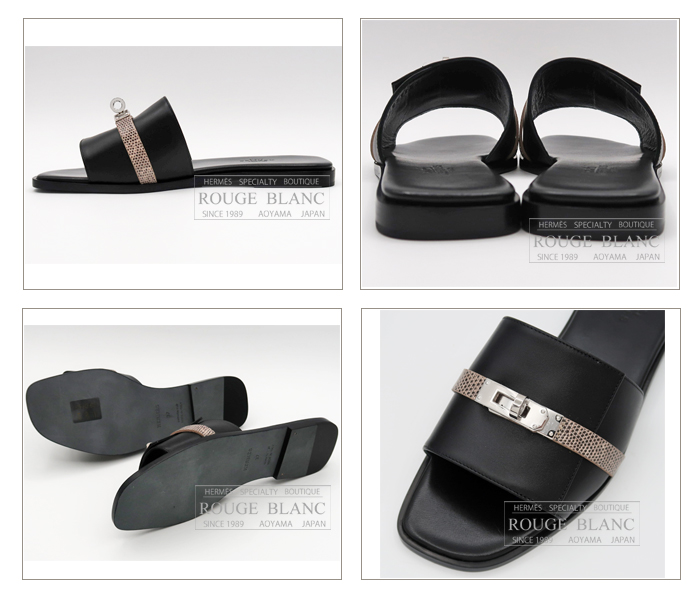 エルメス サンダル ”ジュリア” ブラック 黒 リザード #37 【新品