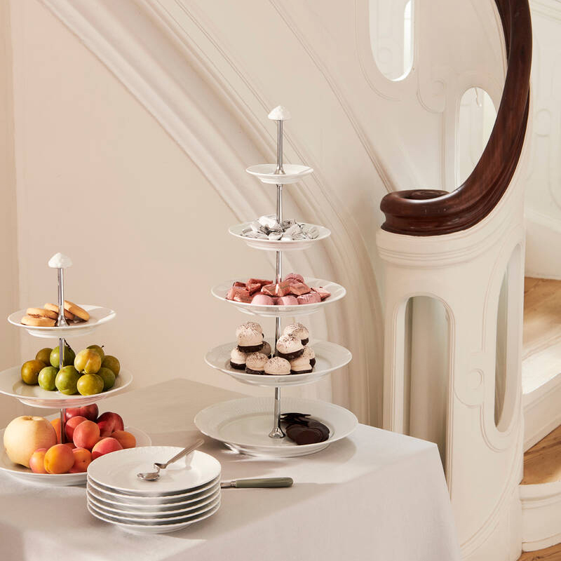 ホワイトフルーテッド デザートスタンド3段|ロイヤル コペンハーゲン