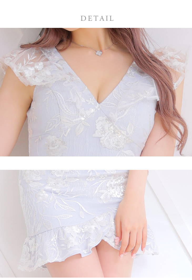 XSサイズあり】スパンコールxフラワーレースセットアップキャバドレス