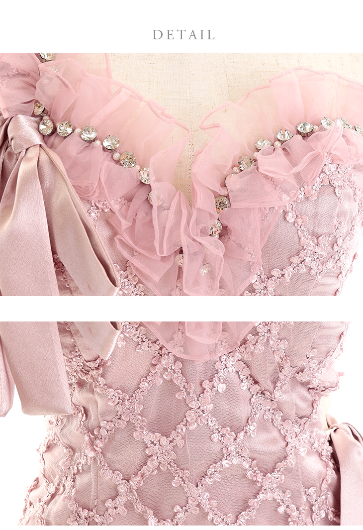 XS～Lサイズあり】ジュエリー×リボンタイトミニキャバドレス(fm2160)