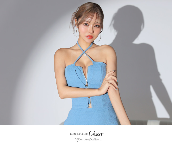 XSサイズあり】フロントバックルホルターネックセットアップミニキャバ