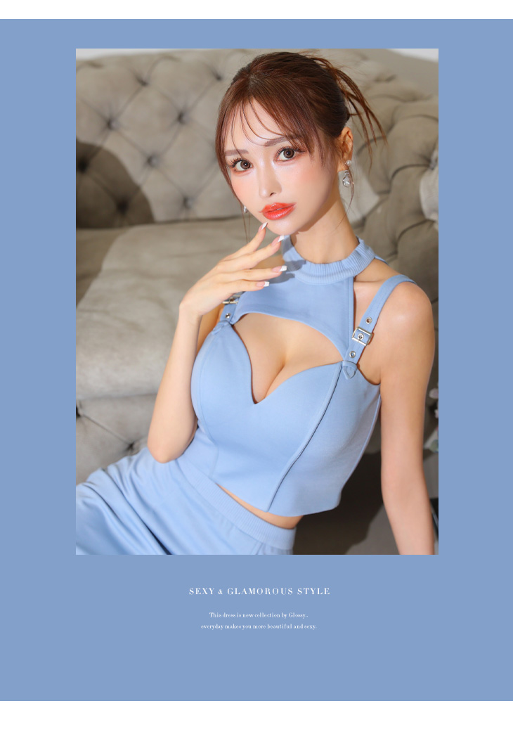 XSサイズあり】バストオープンショルダーストラップセットアップキャバ