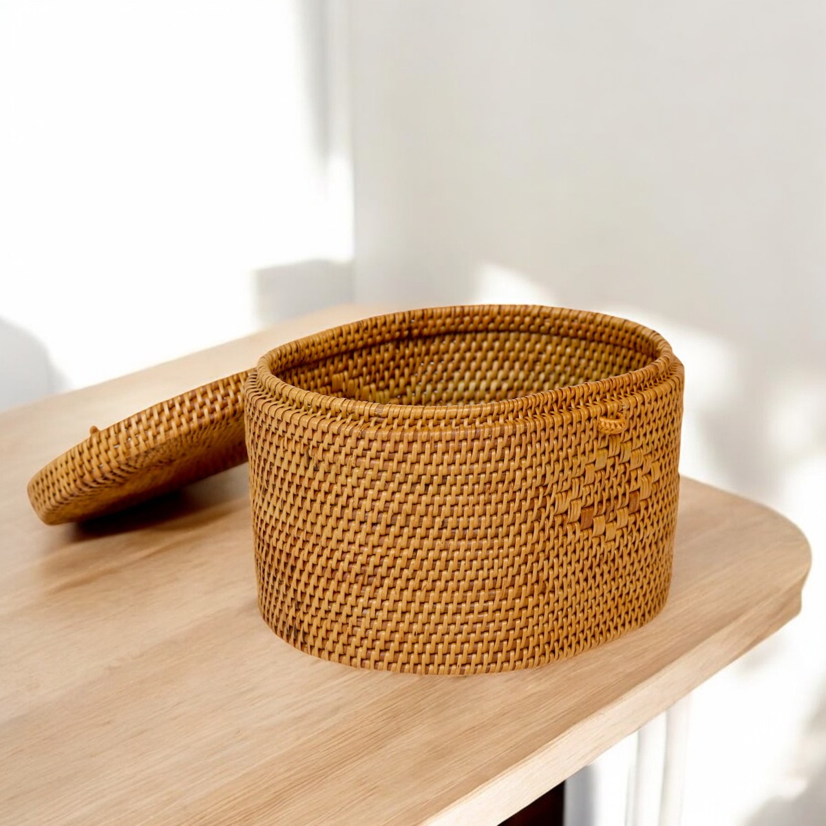 楕円蓋付き小物入 (BOX470) Rosily(ロージリー) バリ島 アタかご雑貨