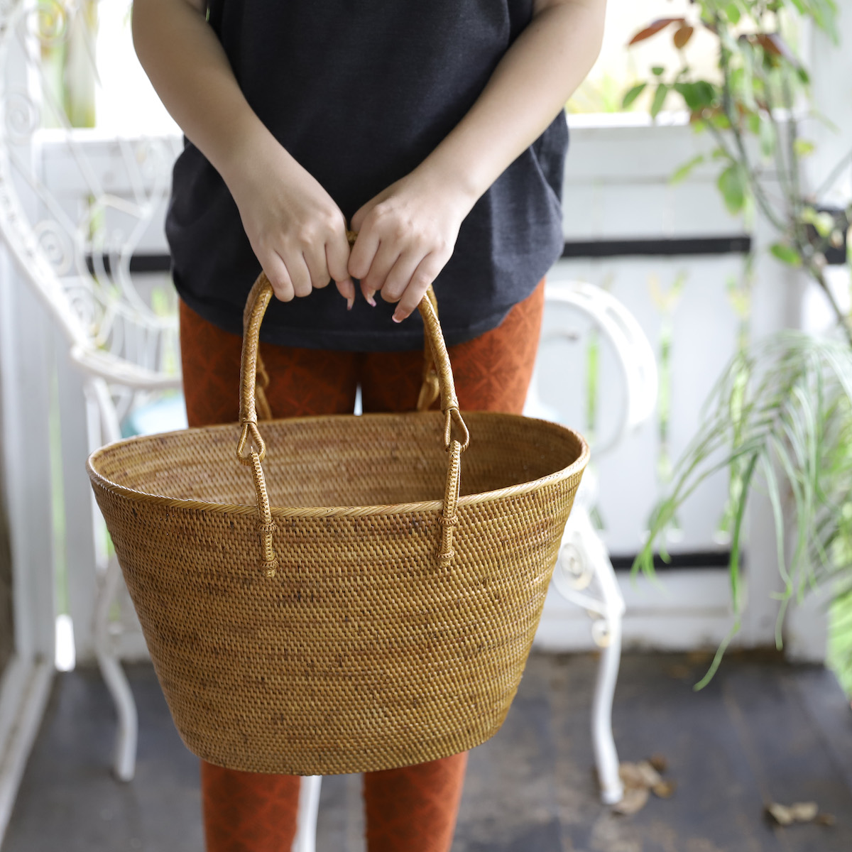 レトロ買物籠 Lサイズ (PNC147) Rosily(ロージリー) バリ島 アタ