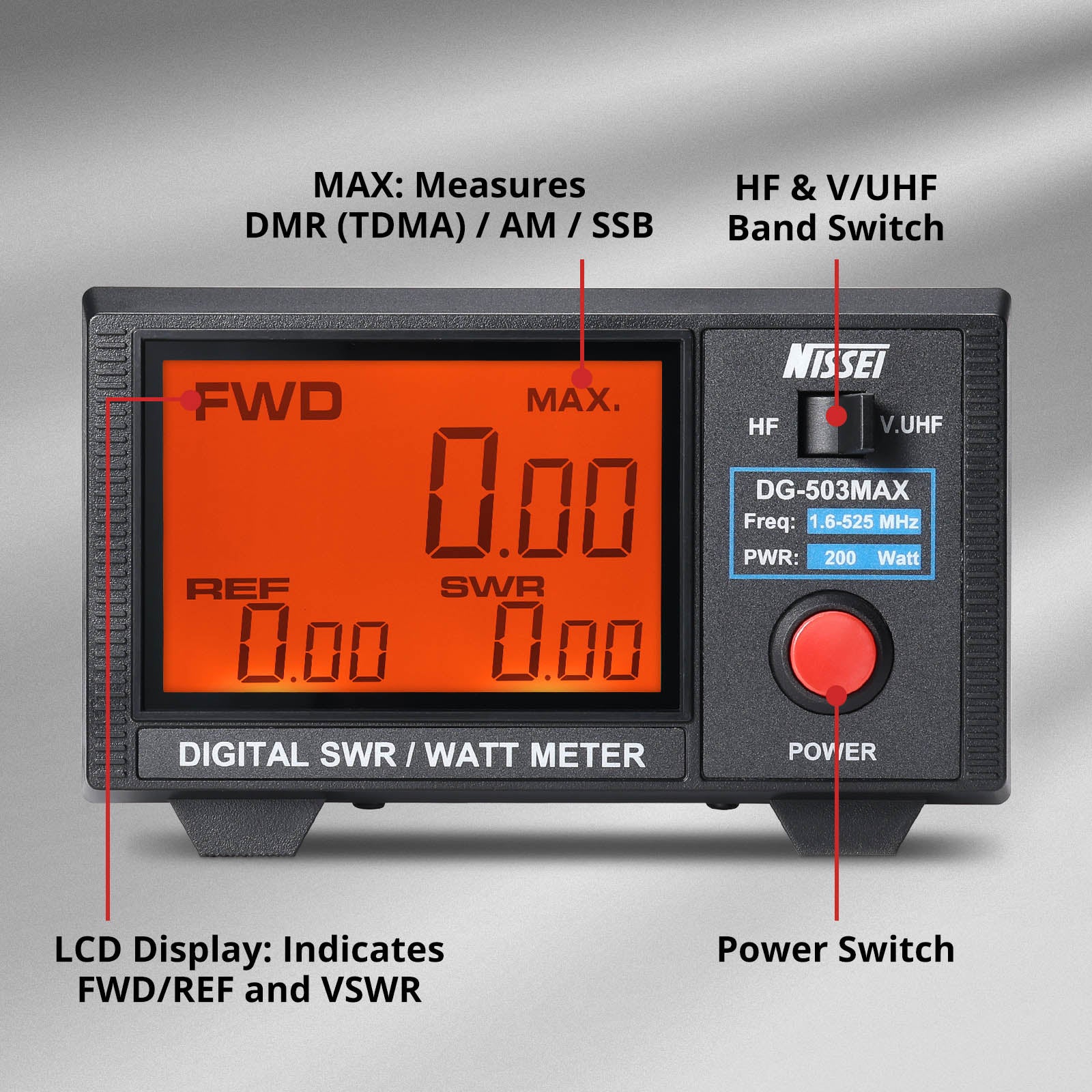 NISSEI DG-503 / DG-503MAX SWR Meter | HF/Dual Band | 3.5
