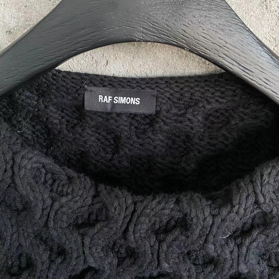 Raf Simons Black Wool Piercing Honey Stitch Sweater | Archive