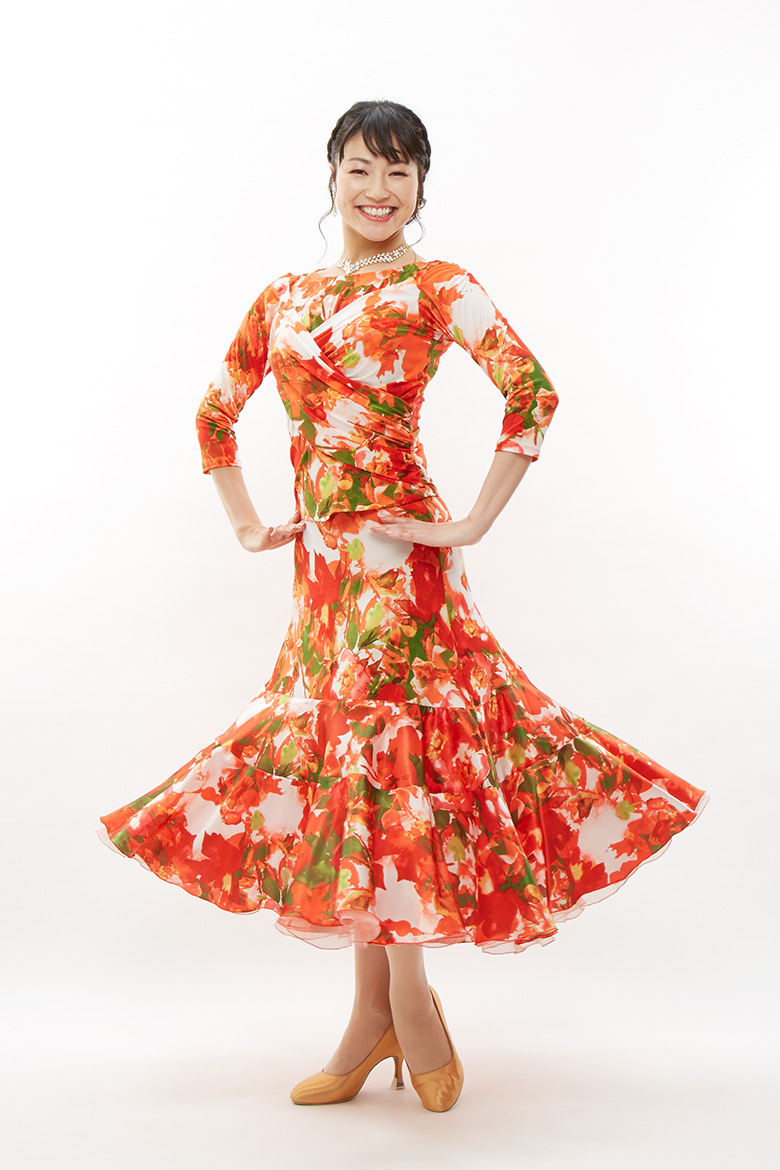 社交ダンス】Chacottチャコット 白黒ペイズリー柄ワンピース サイズS