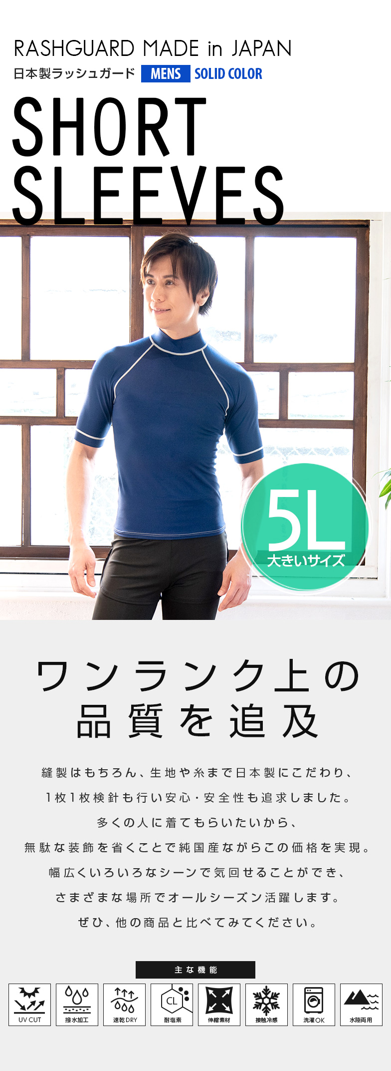 楽天市場】DELLING 日本製 ラッシュガード メンズ 半袖（大きいサイズ