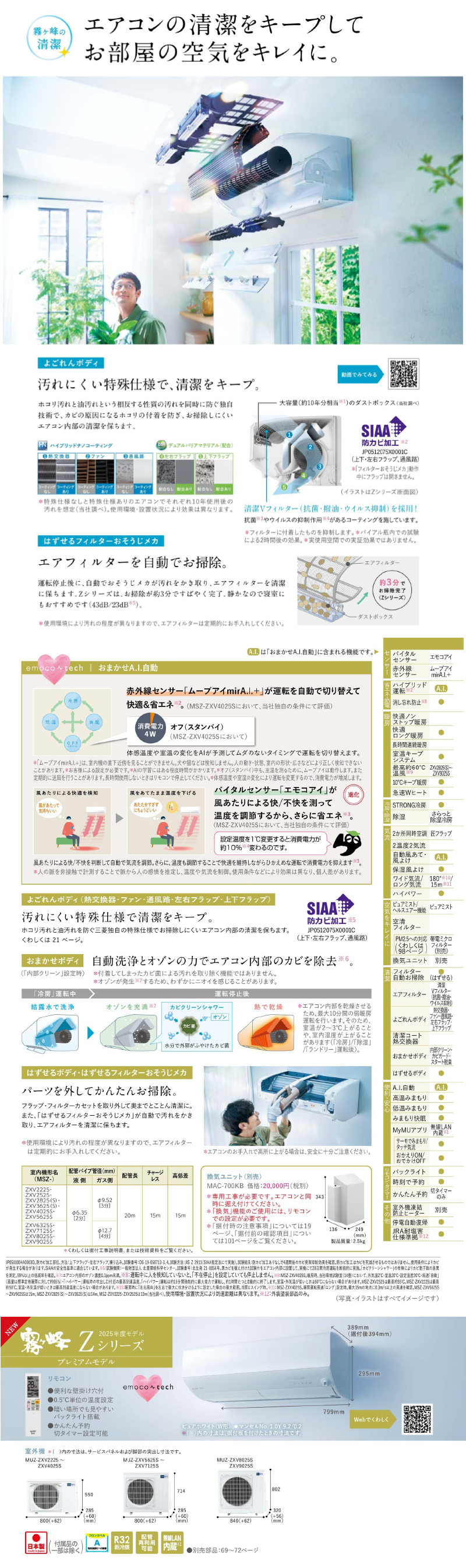 三菱電機 2025年度モデルルームエアコン MSZ-ZXV4025S 14畳程度 室内