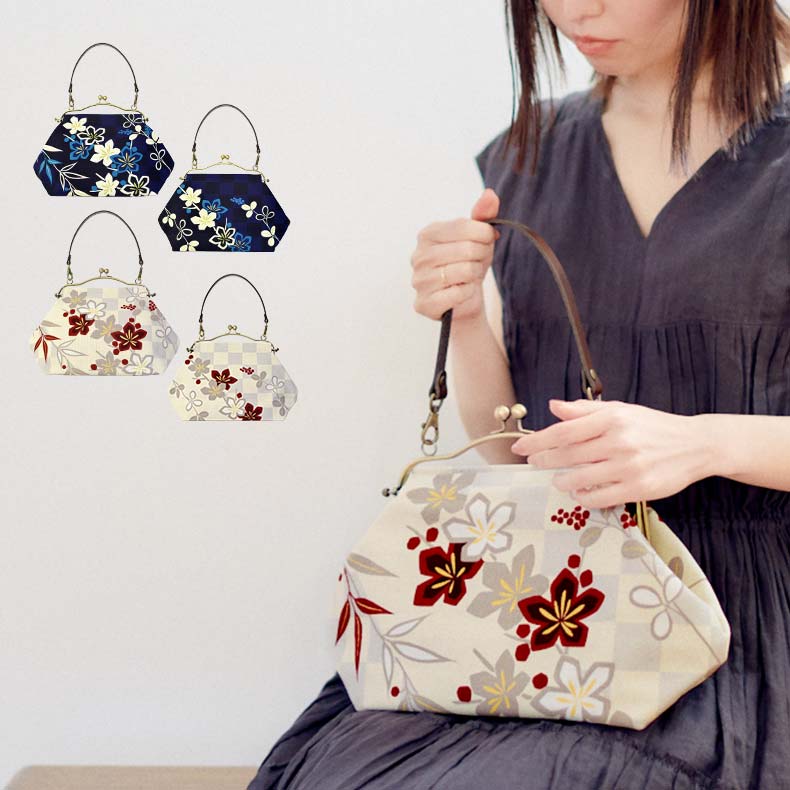 楽天市場】亥之吉 横長ベンリーがま口 [いちまつうめ] 市松梅 生成り