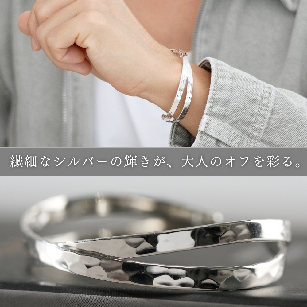 楽天市場】スターリング シルバー 925 ブレスレット シンプル 槌目