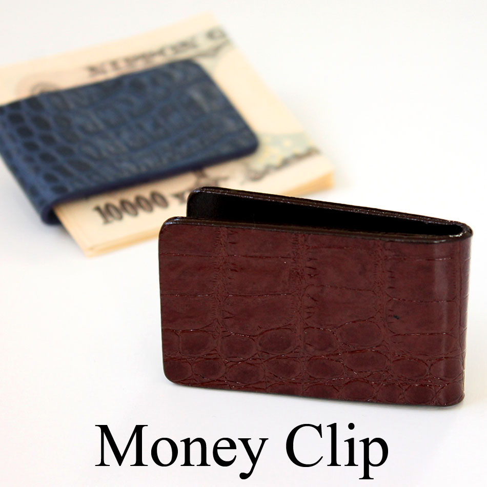 楽天市場】マネークリップ 革 クロコダイル型押し / 財布 メンズ 本革