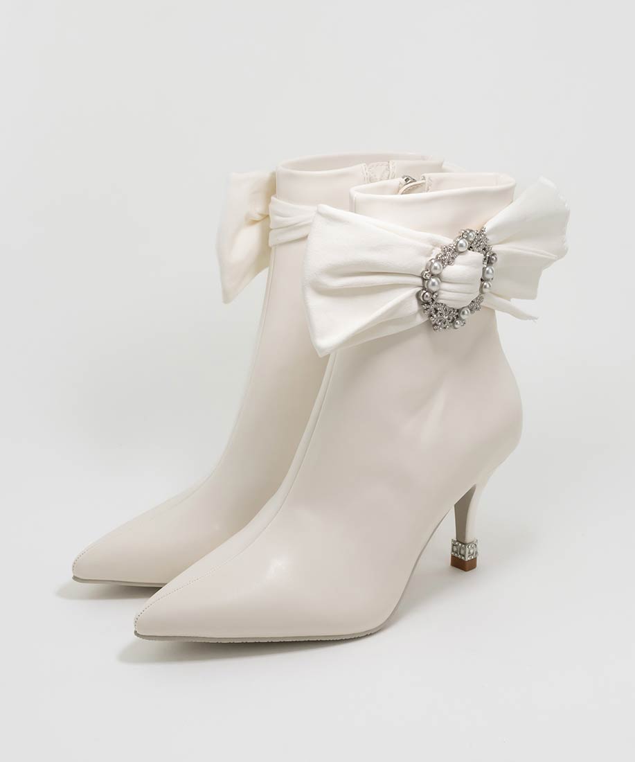 SALE】【Holiday Collection】2WAY ビジュー×リボン ショートブーツ