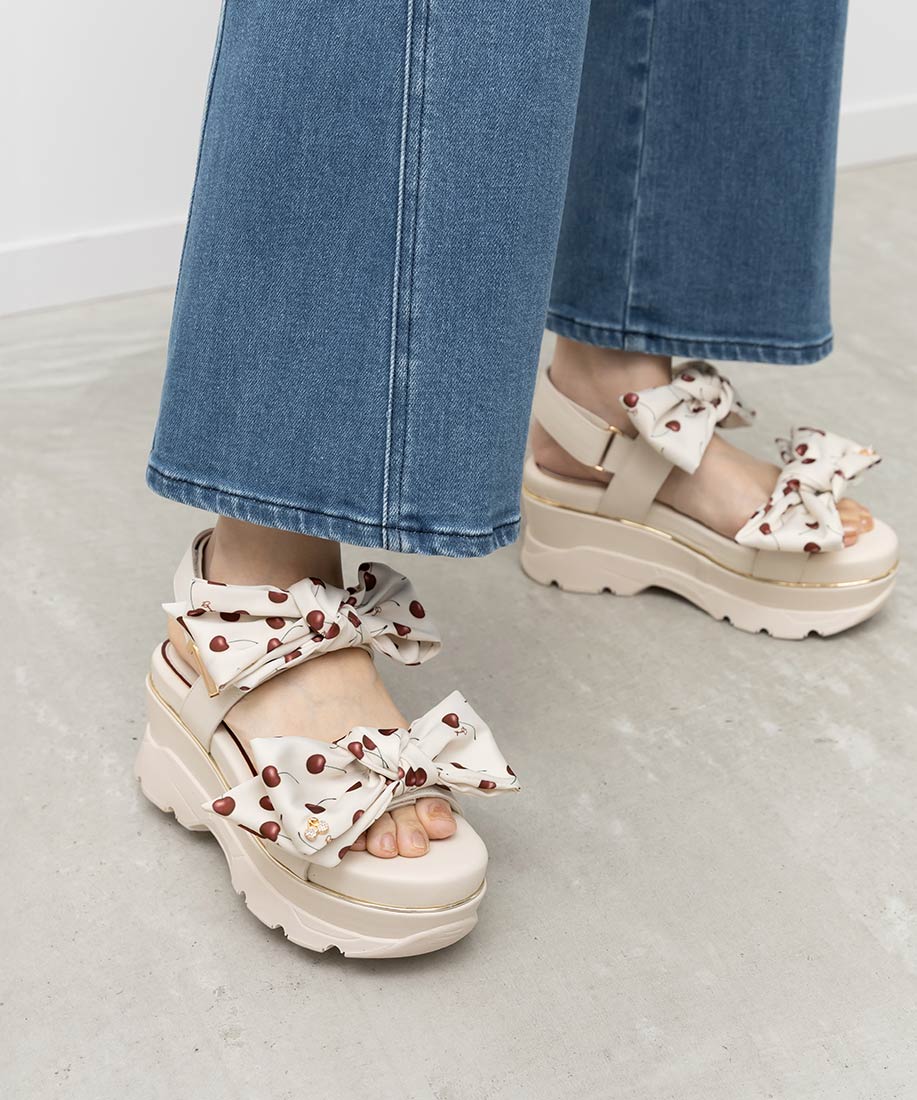 Cherry＆Strawberry】チェリープリントリボンスポーツサンダルRANDA