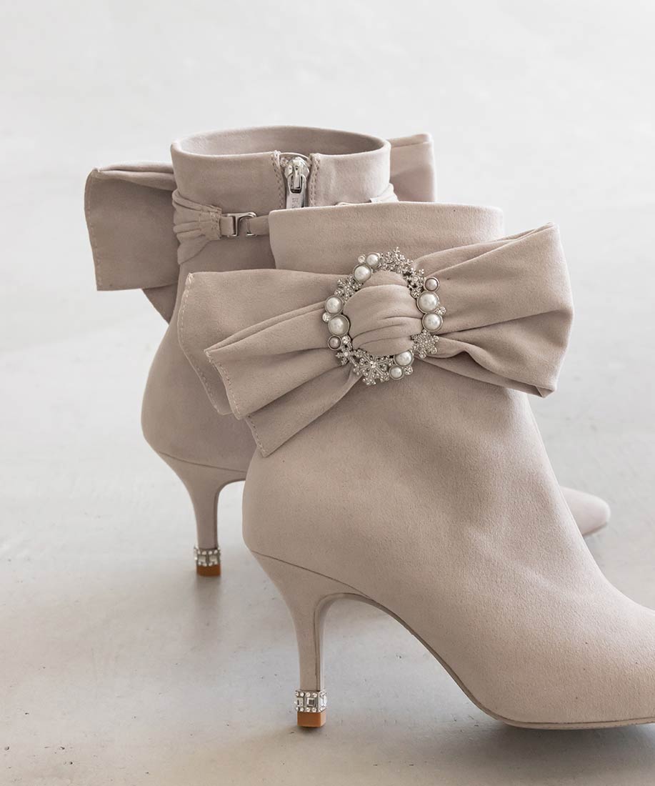 SALE】【Holiday Collection】2WAY ビジュー×リボン ショートブーツ