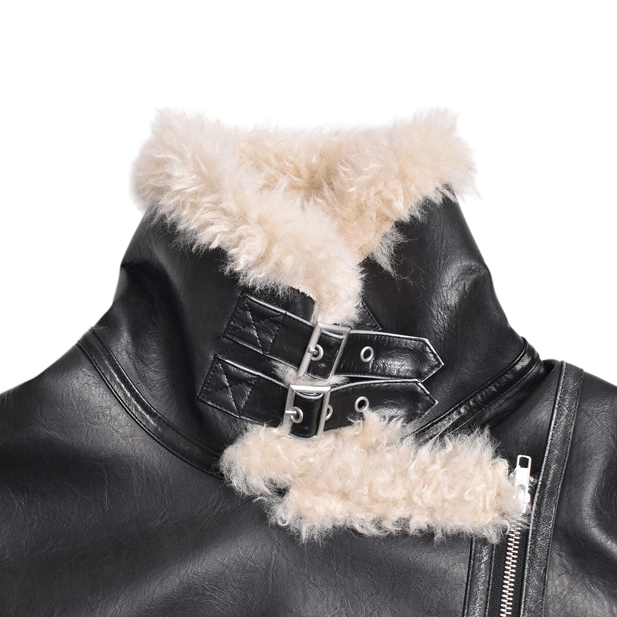 MURUA]ヴィンテージライクショートフェイクムートン/BLACK