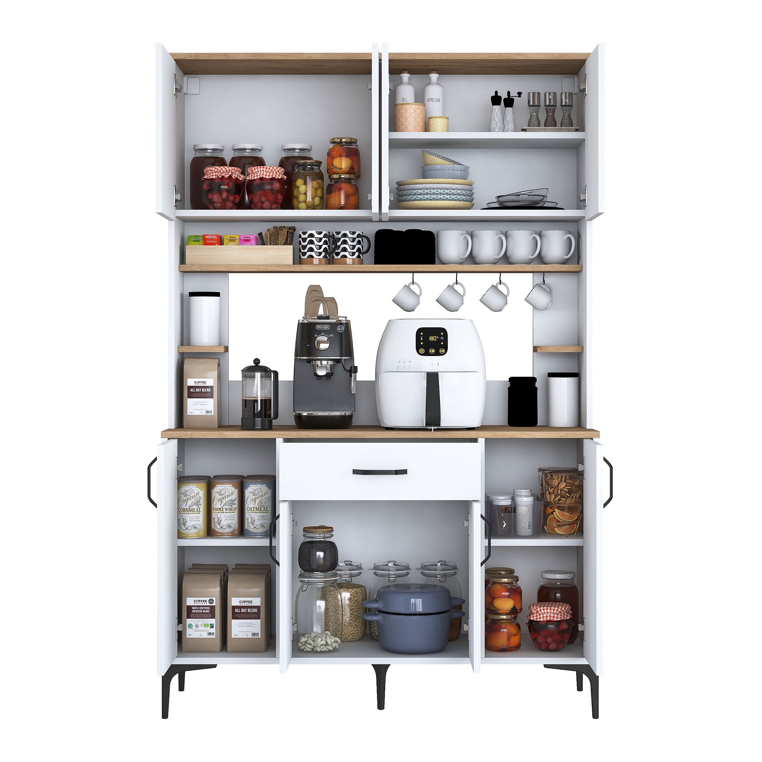 Rani JE177 Çok Amaçlı Dolap Çekmeceli 8 Kapaklı Kiler Mutfak