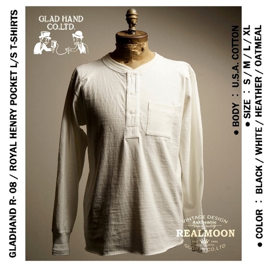 GHR08 グラッドハンド GLADHAND &Co. LS TEE H/N POCKET ROYAL REAL