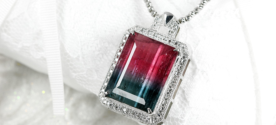 バイカラートルマリン 24.8ct ダイヤモンド ホワイトゴールド