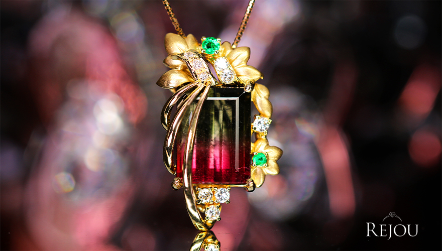 バイカラートルマリン 9.1ct エメラルド ダイヤモンド イエロー