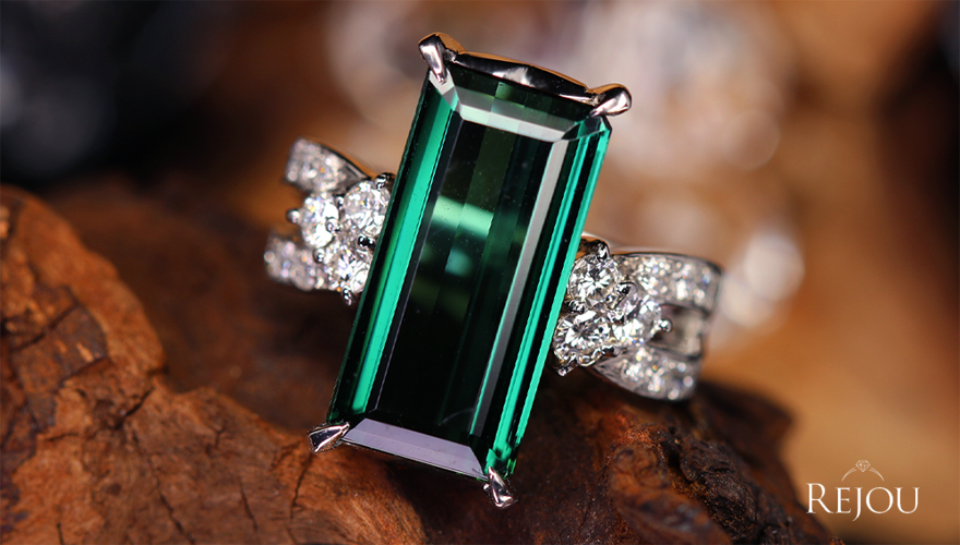 ピーコックグリーントルマリン 6.3ct ダイヤモンド 0.6ct プラチナ