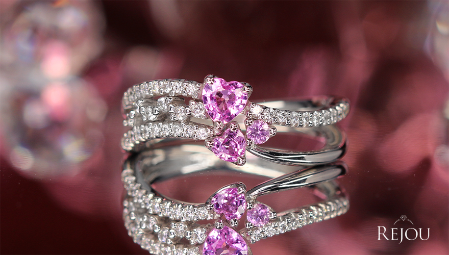 ハートシェイプピンクサファイア 0.4ct ダイヤモンド 0.2ct ホワイト