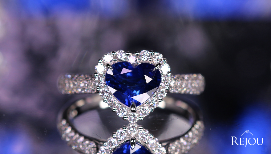 ハートシェイプブルーサファイア 1.4ct ダイヤモンド 0.5ct プラチナ