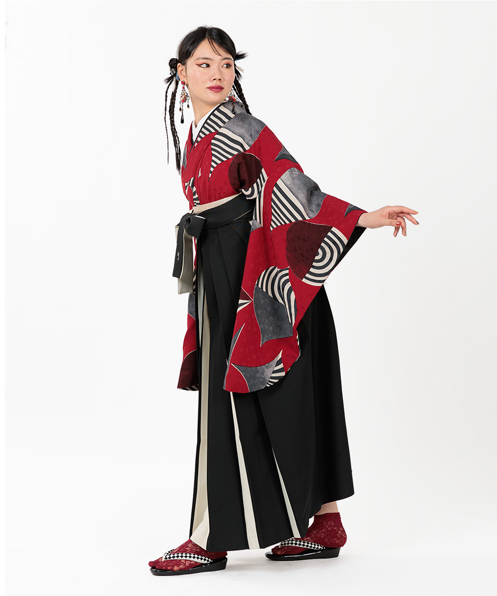 卒業袴】魅惑のレトロガール☆浮遊/赤 モダンアンテナ / 成人式や結婚