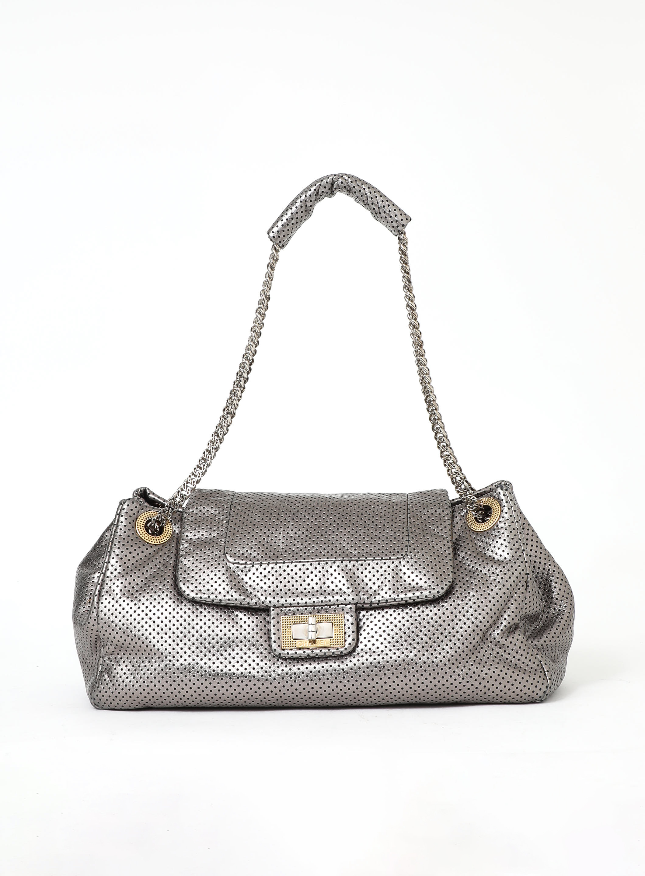 Metallic Perforated 2.55 Jumbo Bag | Authentic & Vintage | ReSee