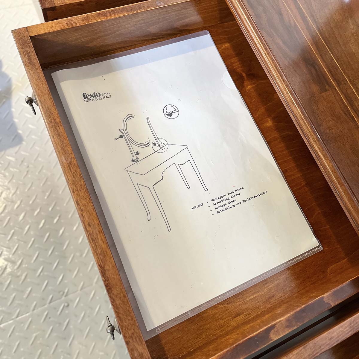 イタリアン クラシック ドレッサー 鏡台 アンティーク 中古 楕円 鏡