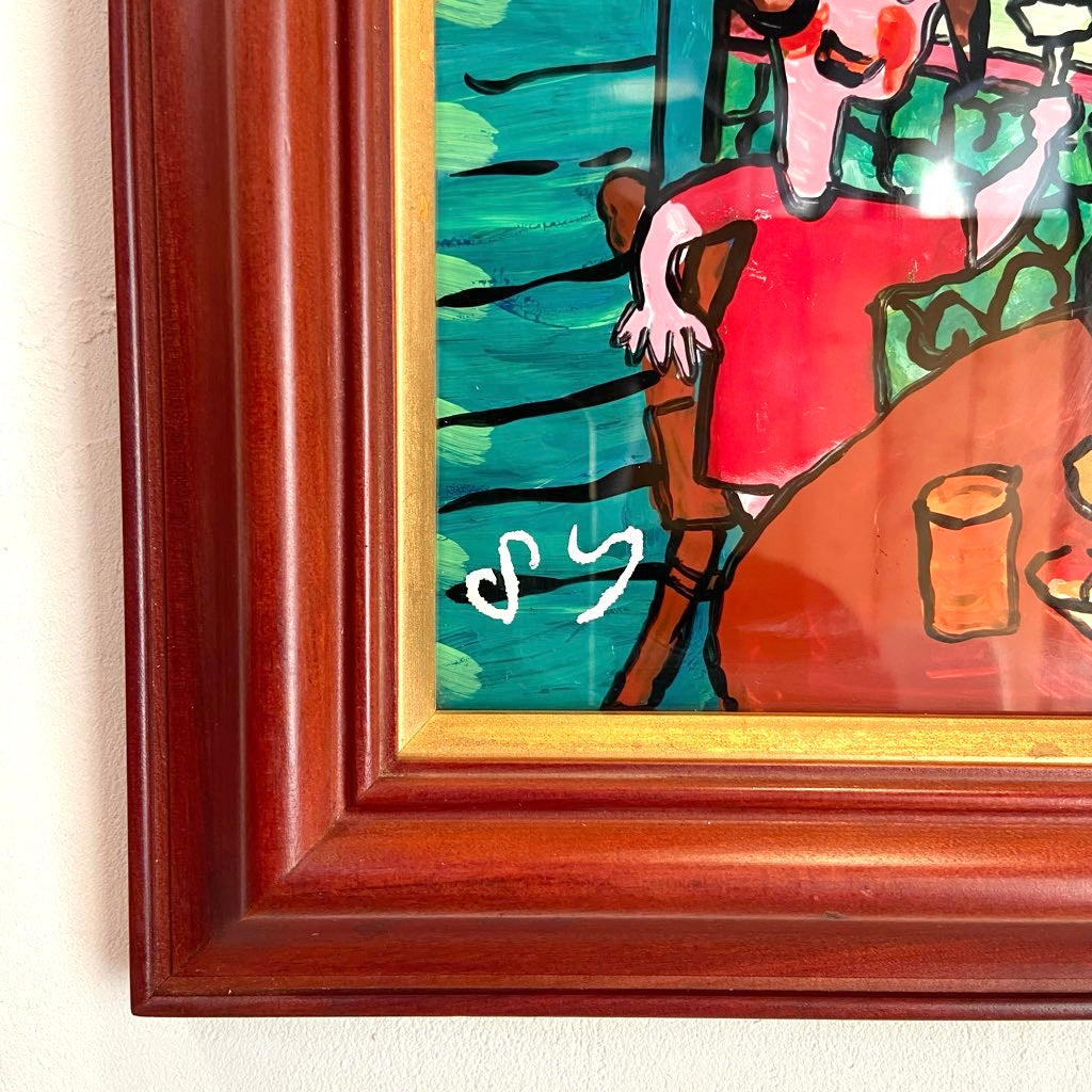 柚木沙弥郎 ガラス絵 柚木沙弥郎 ガラス絵 「誕生日風景 パリ」 アート