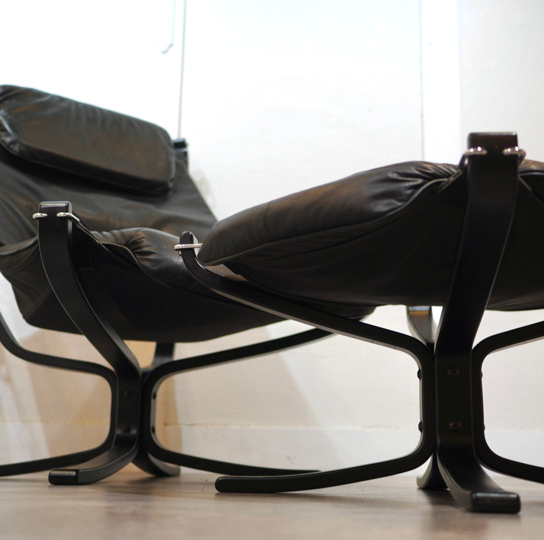 バットネ / Vatne ファルコンチェア＆オットマン 本革 北欧