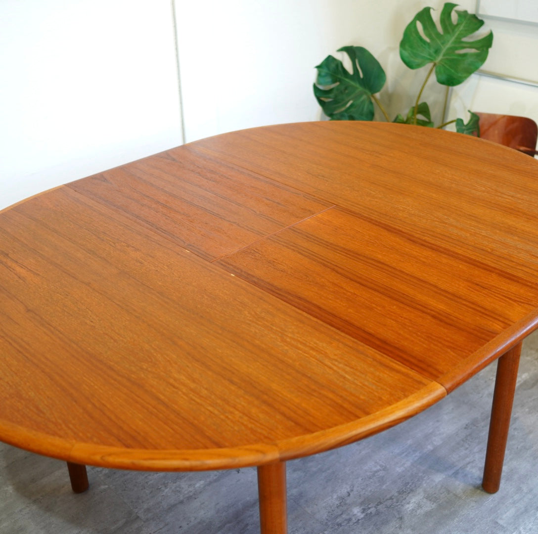 チーク エクステンションダイニングテーブル ラウンドテーブル 北欧