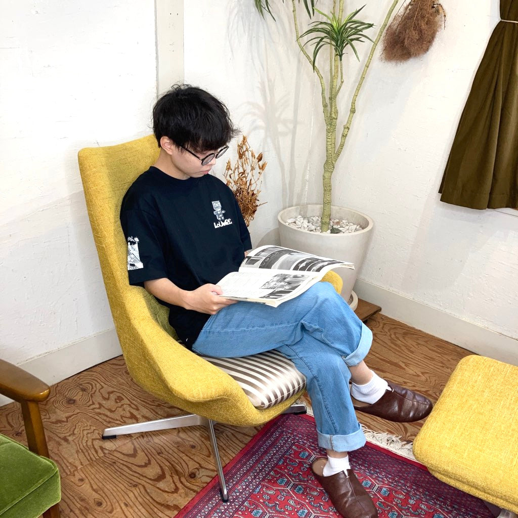 中村工芸 / nakamura ラウンジチェア＆オットマン イエロー ストライプ