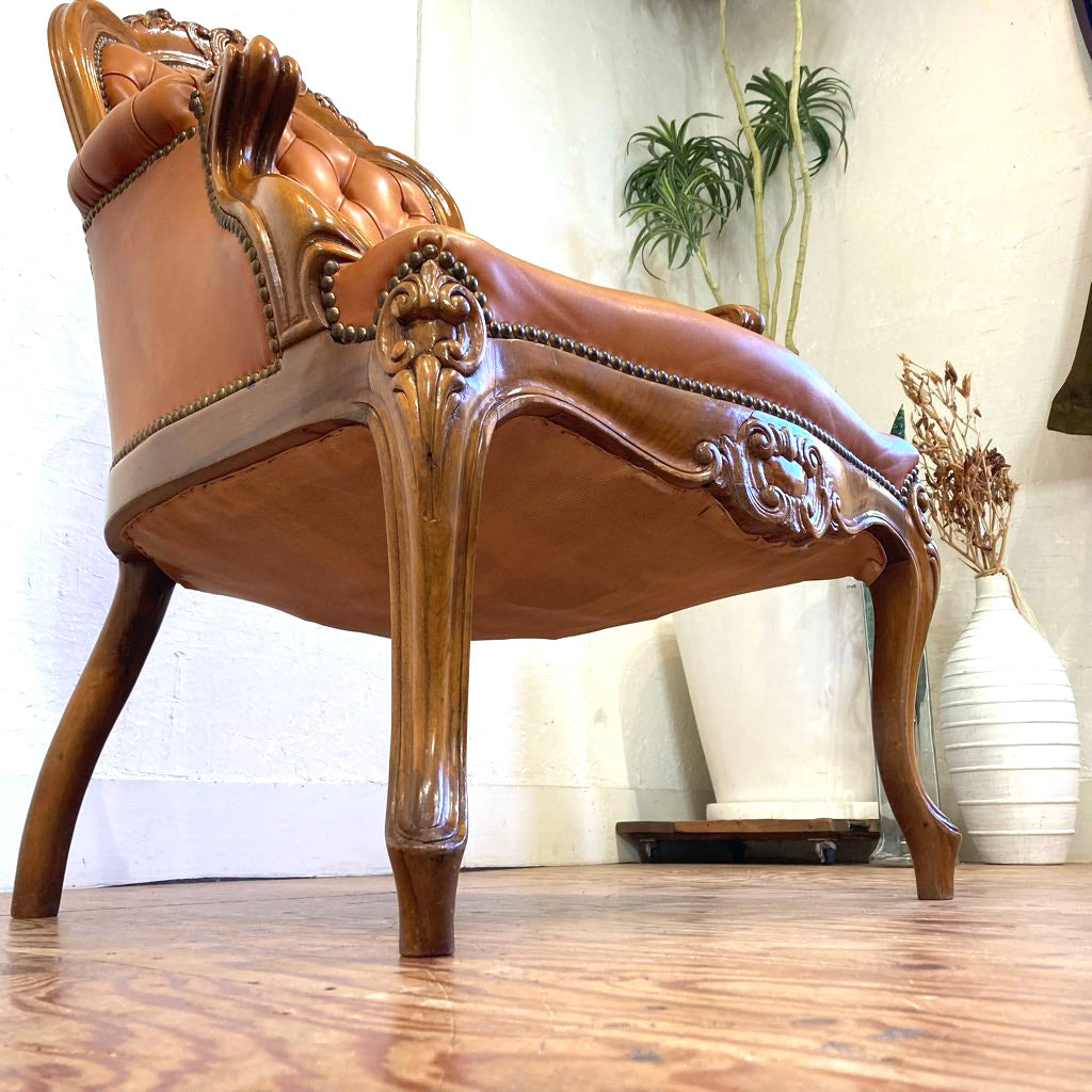 ロココ調 猫脚 アームソファ チェア 中古 ヴィンテージ調 アンティーク