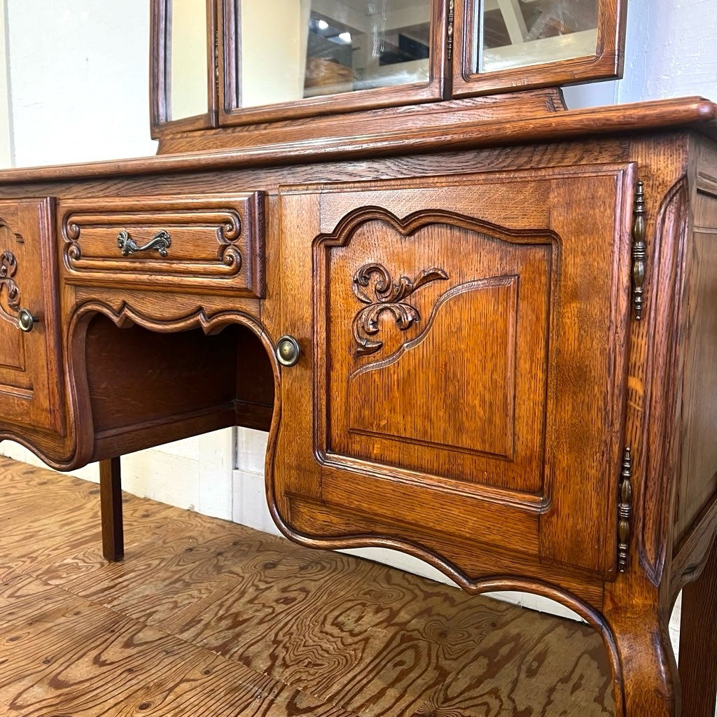 フランスアンティーク ドレッサー 3面鏡 ミラー キャビネット デスク