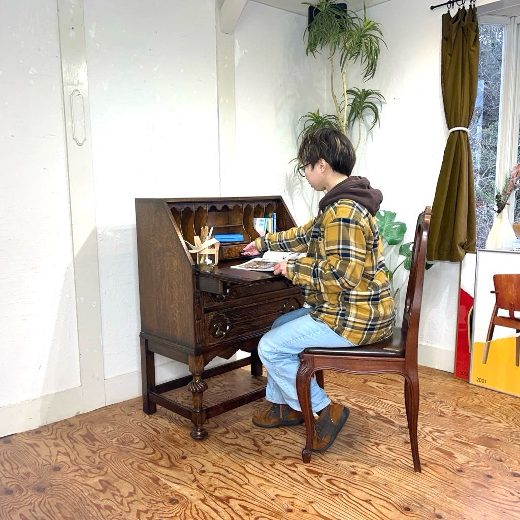 アンティーク ライティングビューロー キャビネット チェスト デスク