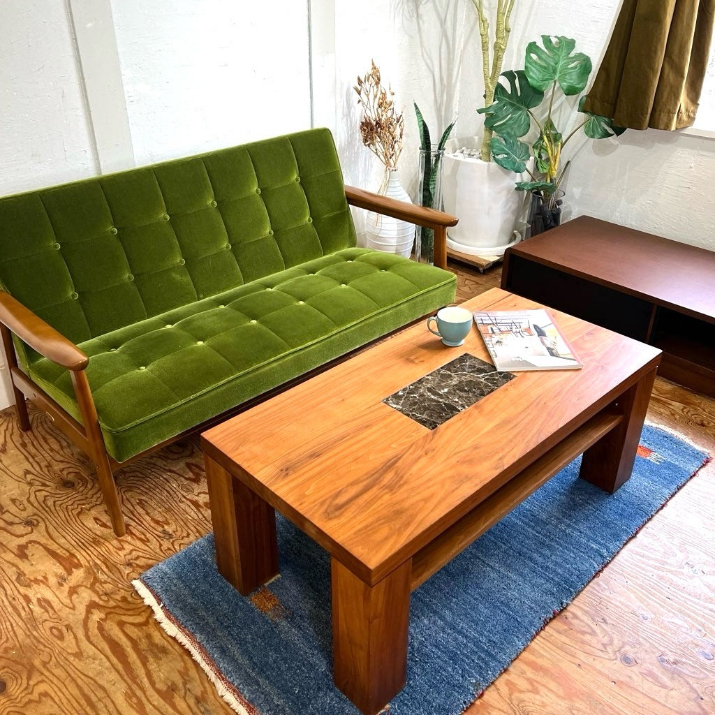 カリモク60 ロビーチェア 2シーター モケットグリーン 2P ソファ 緑