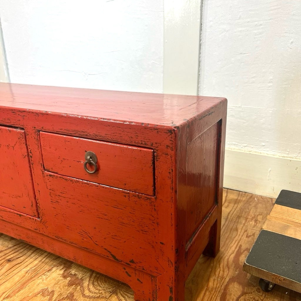 李朝家具 サイドボード キャビネット 朝鮮王朝 中古 朱色 和室 和風