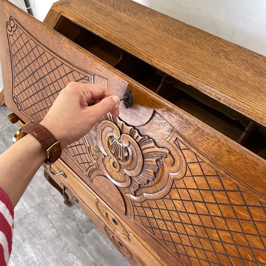 アンティーク ライティングビューロー キャビネット チェスト デスク