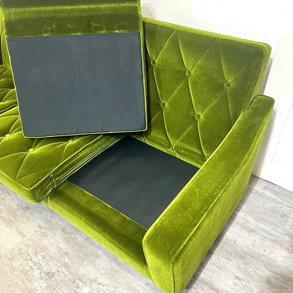 カリモク60 ロビーチェア 3シーター モケットグリーン 中古 国産