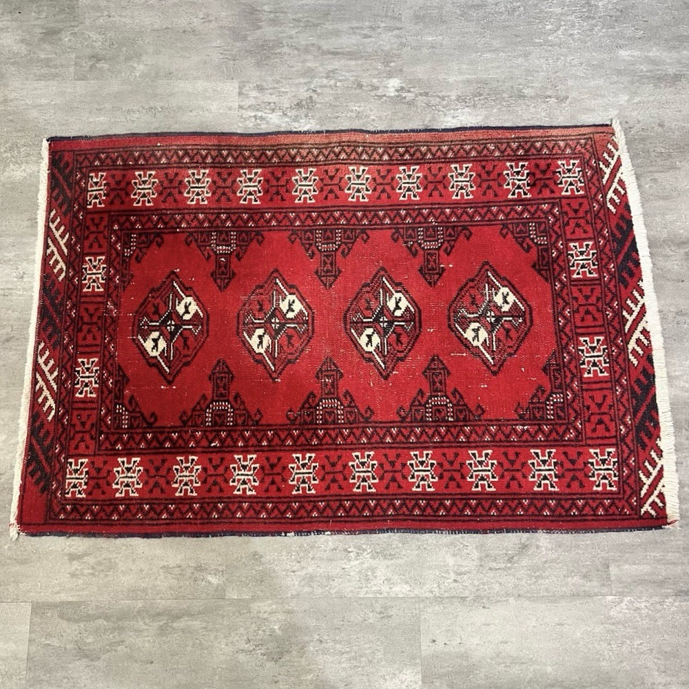 ヴィンテージ ラグ 敷物 ウール 赤 107×71【G】 大人 エレガント