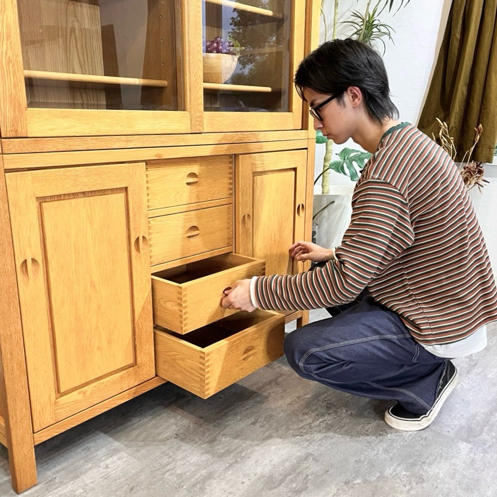 上ヶ嶋木工 旭川家具 和モダン 食器棚 「杜」 カップボード IDC大塚