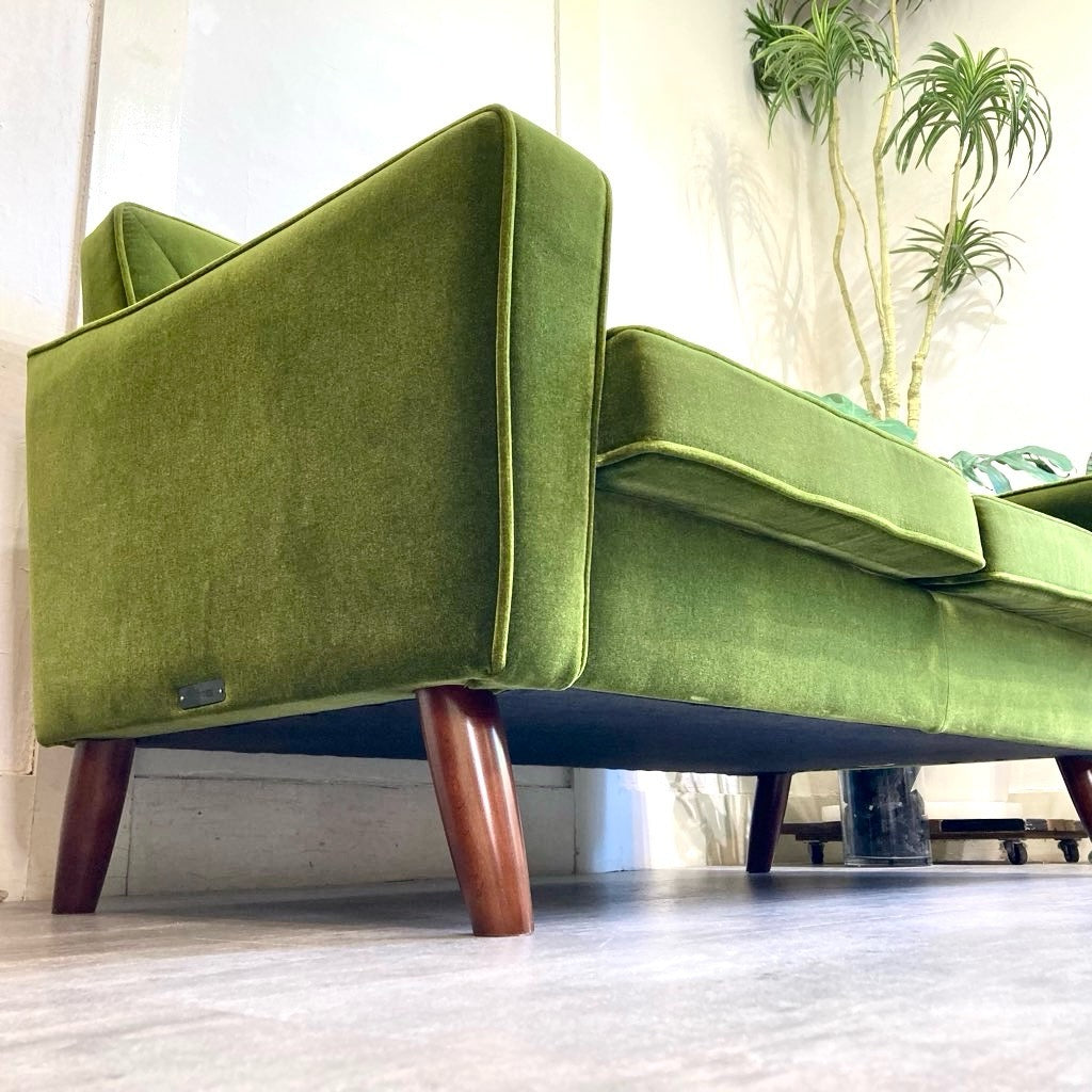 カリモク60 ロビーチェア 2シーター モケットグリーン 中古 国産