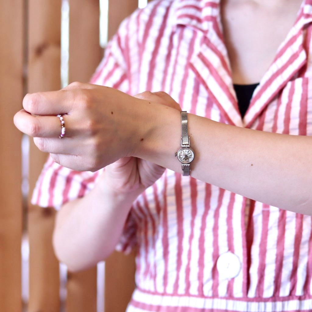 オメガ / OMEGA レディース時計【64】 カットガラス 8Pダイヤ 手巻き