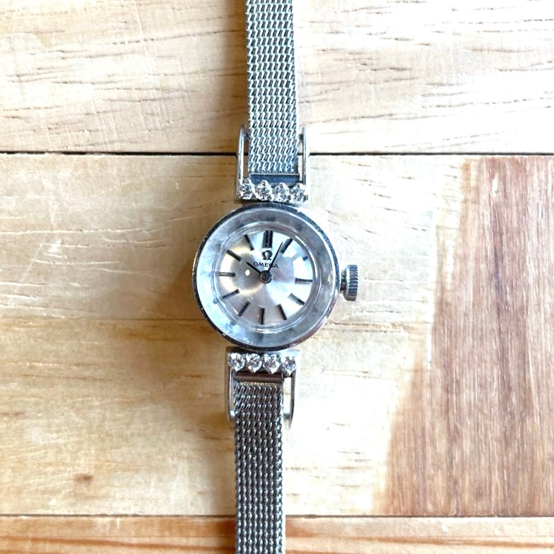 オメガ / OMEGA レディース時計【64】 カットガラス 8Pダイヤ 手巻き